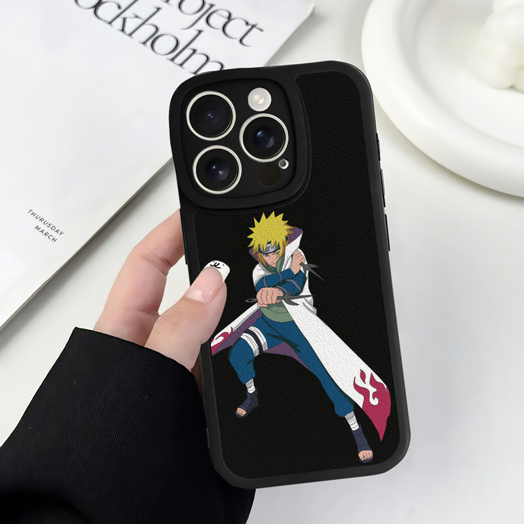 （画像用） NARUTO -ナルト- 波風 ミナト Namikaze Minato 【iPhone 16シリーズ対応】シリコンスマホケース（レザー調） 材質：シリコン